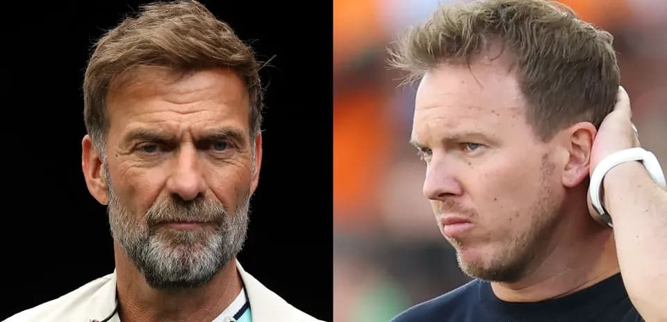 Two football managers in a split image