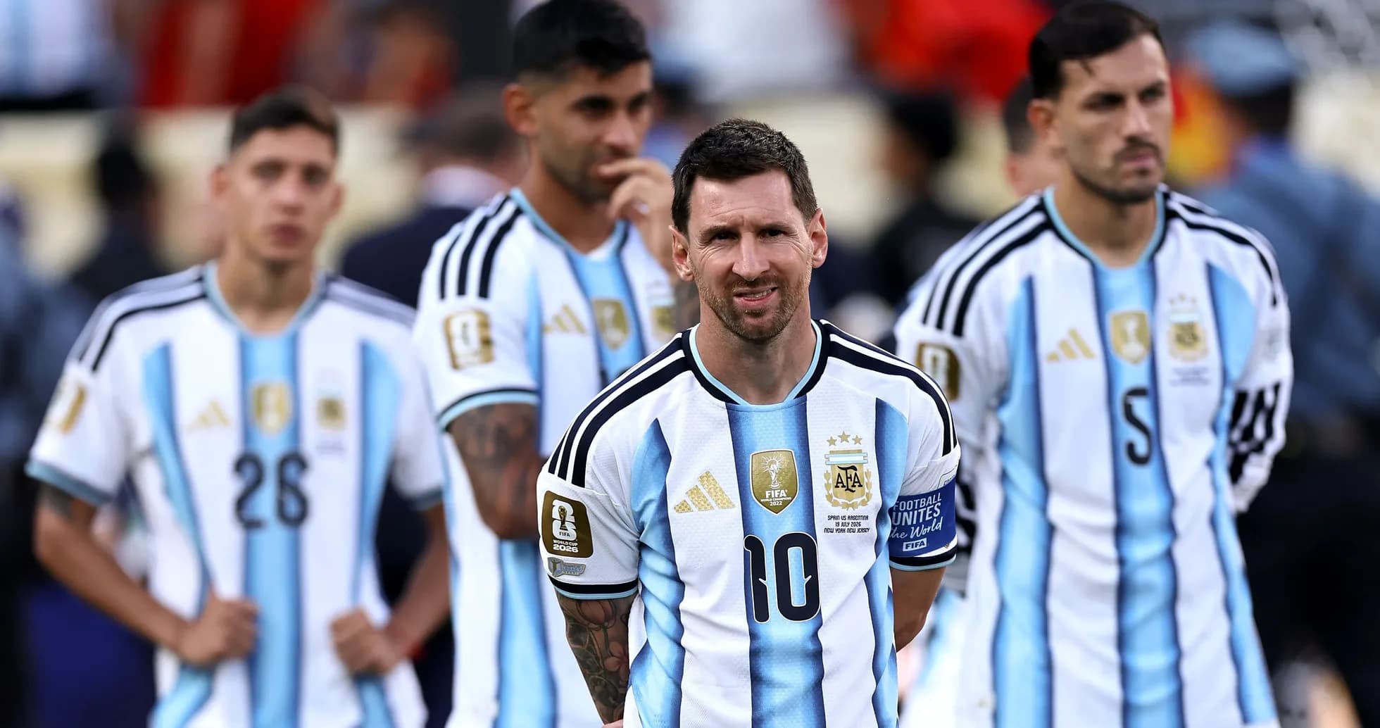 Argentina players in jerseys during match preparation