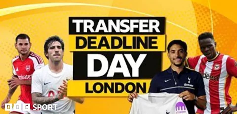 Transfer deadline day graphic featuring players and teams