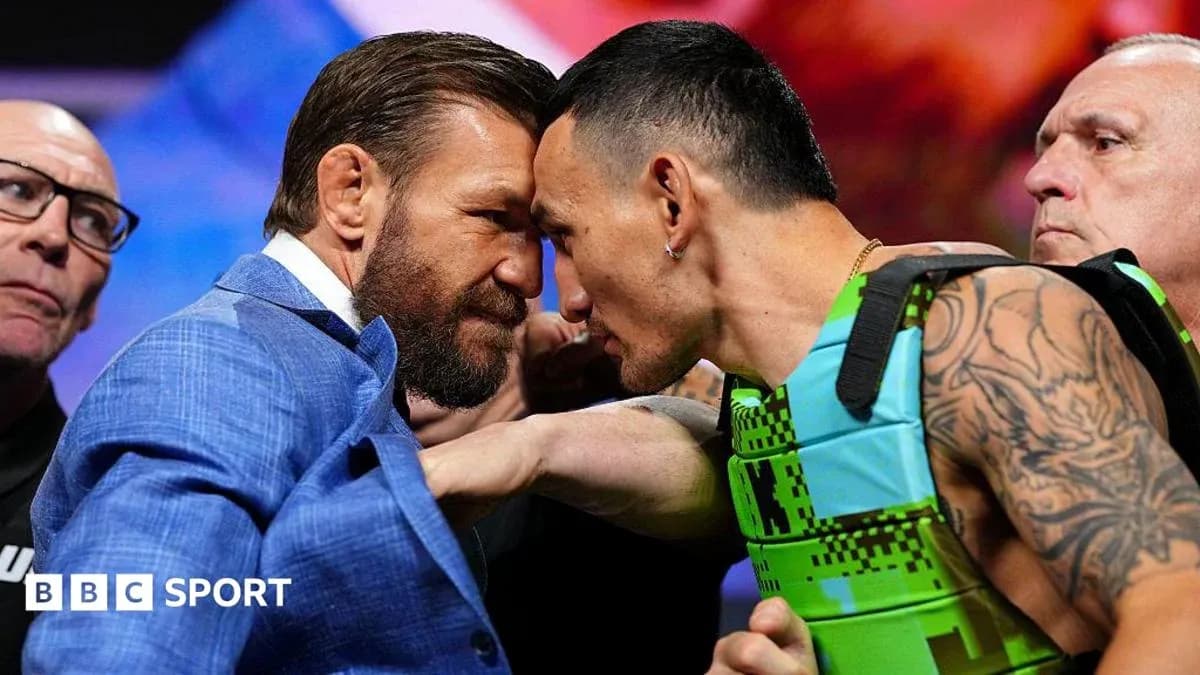 Fighters facing off during pre-fight event