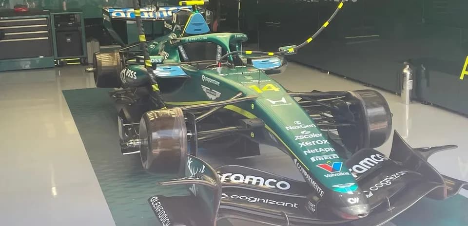 Aston Martin Formula 1 car in garage