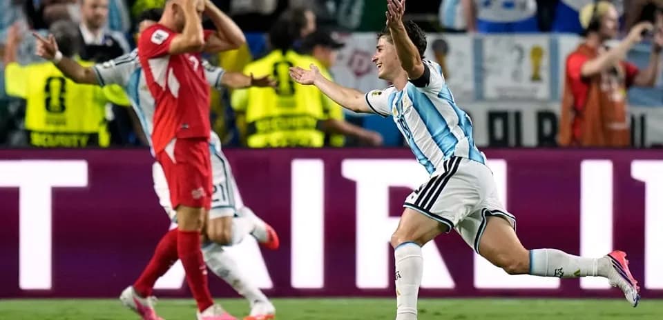Argentina player celebrating after scoring a goal