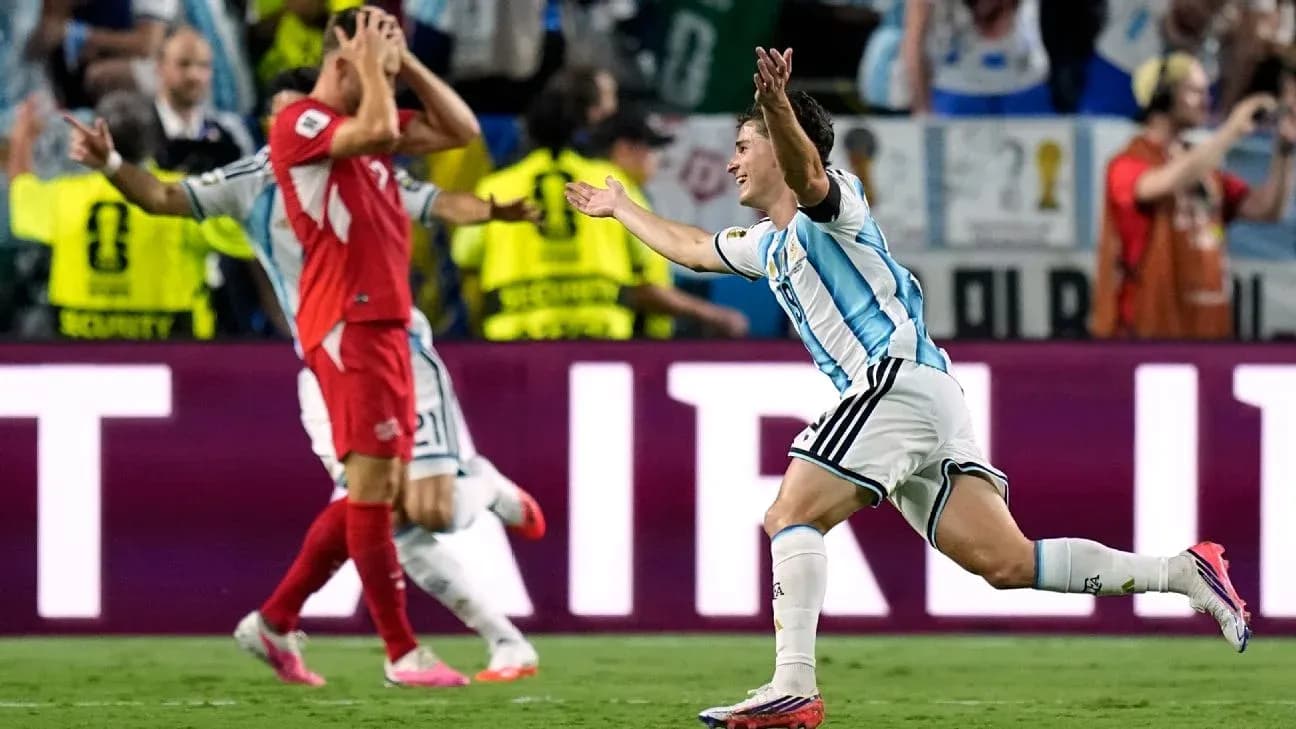 Argentina player celebrating after scoring a goal