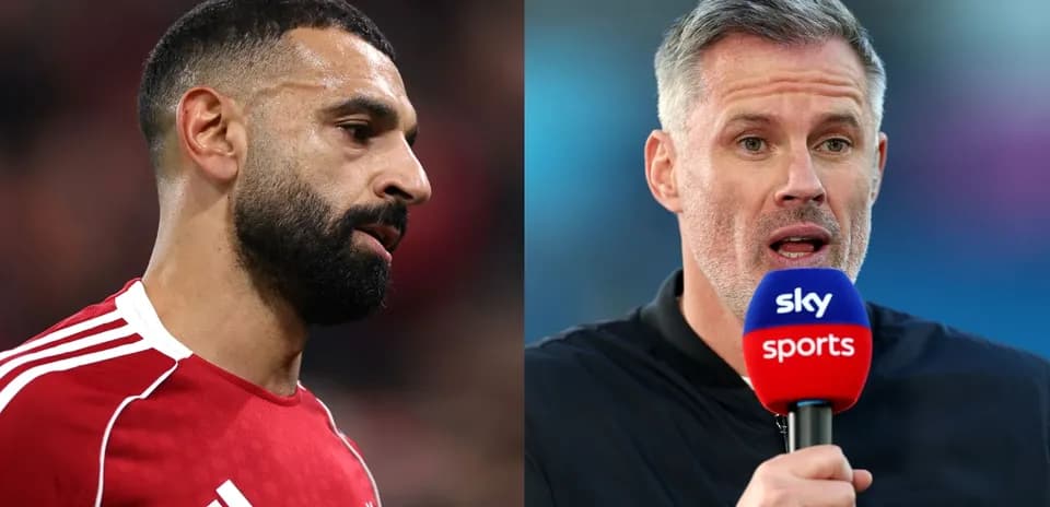 Mohamed Salah and Jamie Carragher discussing football