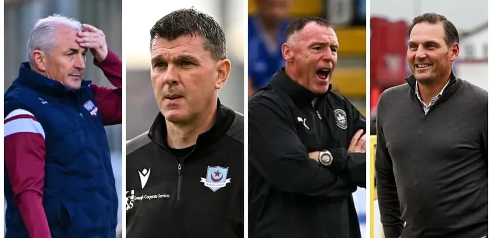Four football coaches during matches and press events