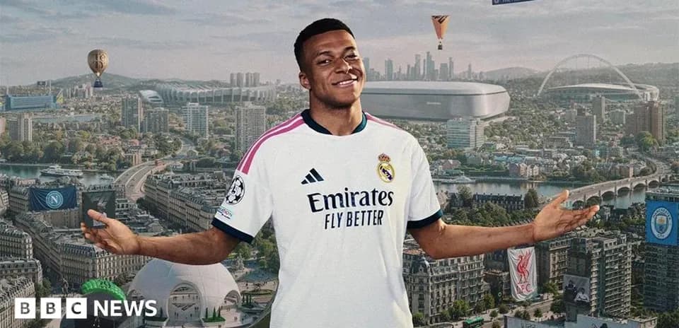 Futbolchi Kylian Mbappe Real Madrid formasi bilan