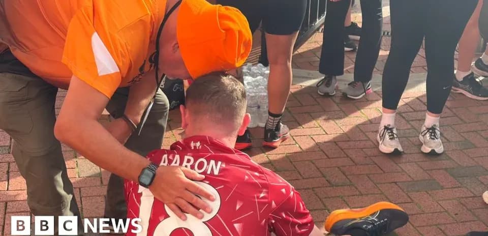 Runner receiving assistance after race completion