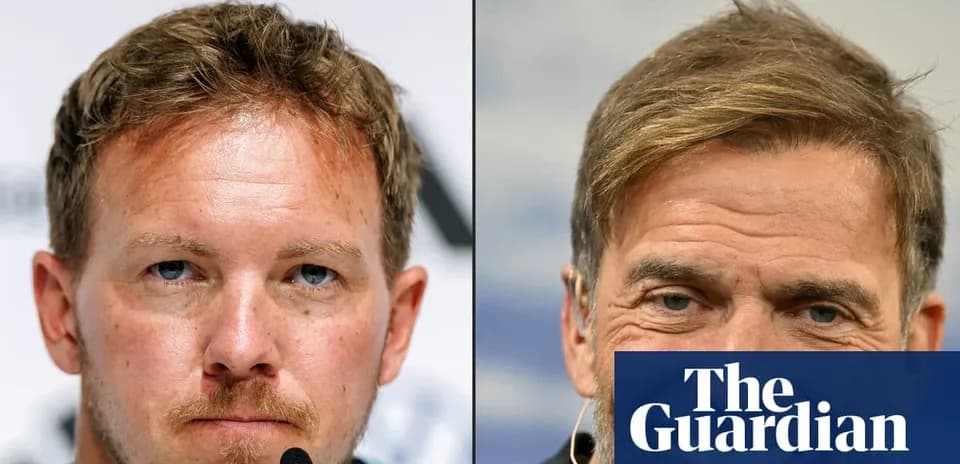 Two coaches at press conference, serious expressions