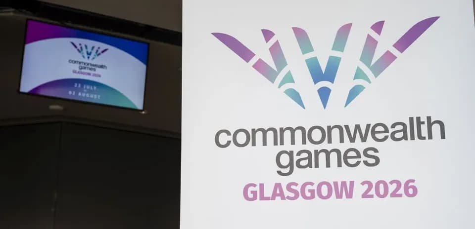 Commonwealth Games 2026 logo displayed indoors