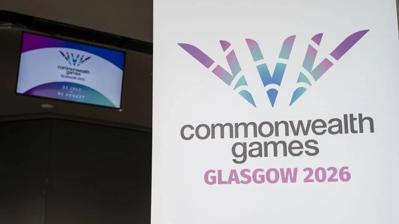 Commonwealth Games 2026 logo displayed indoors
