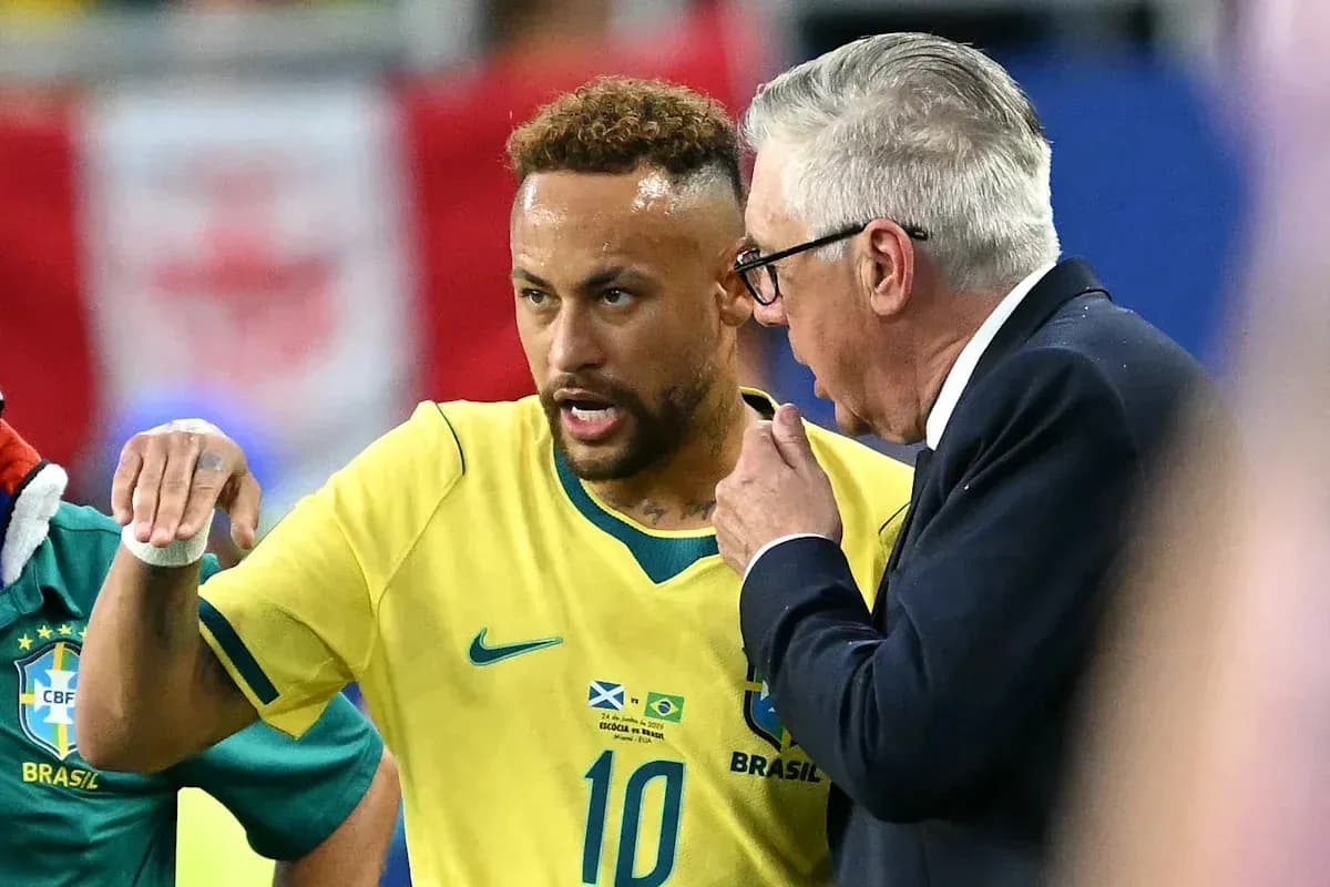 Neymar discussing tactics with coach during match