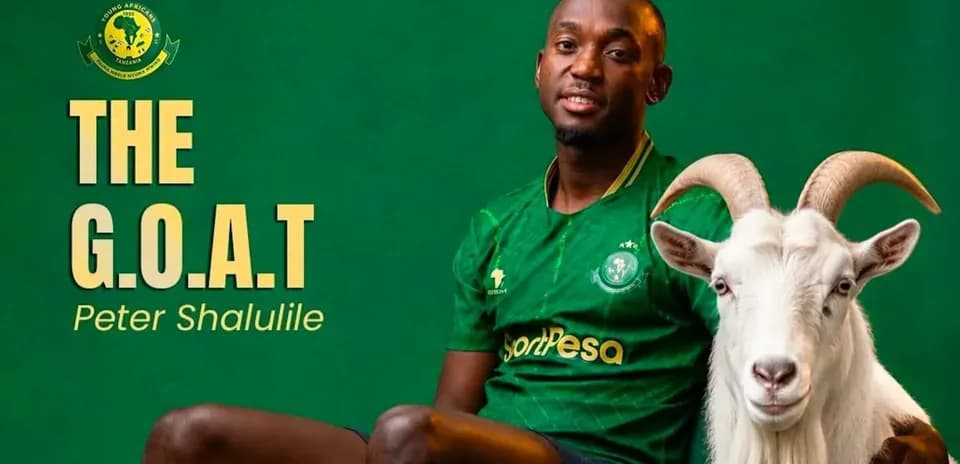 Peter Shalulile with goat, celebrating achievement