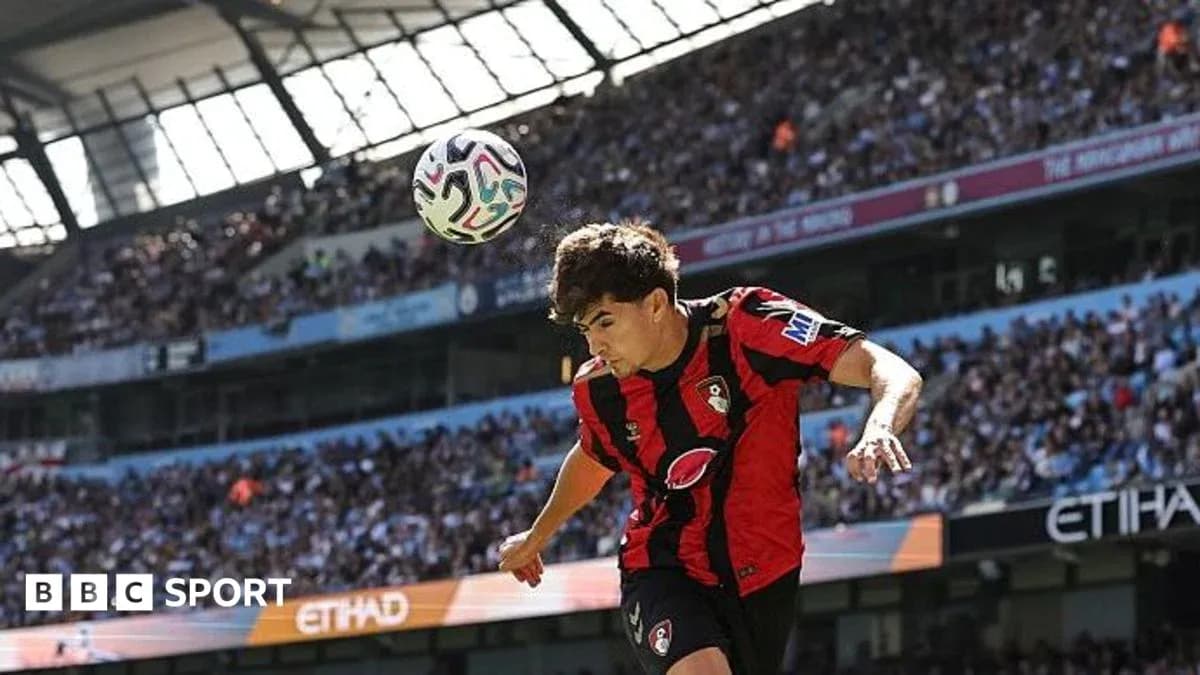 Bournemouth player heading the ball during match