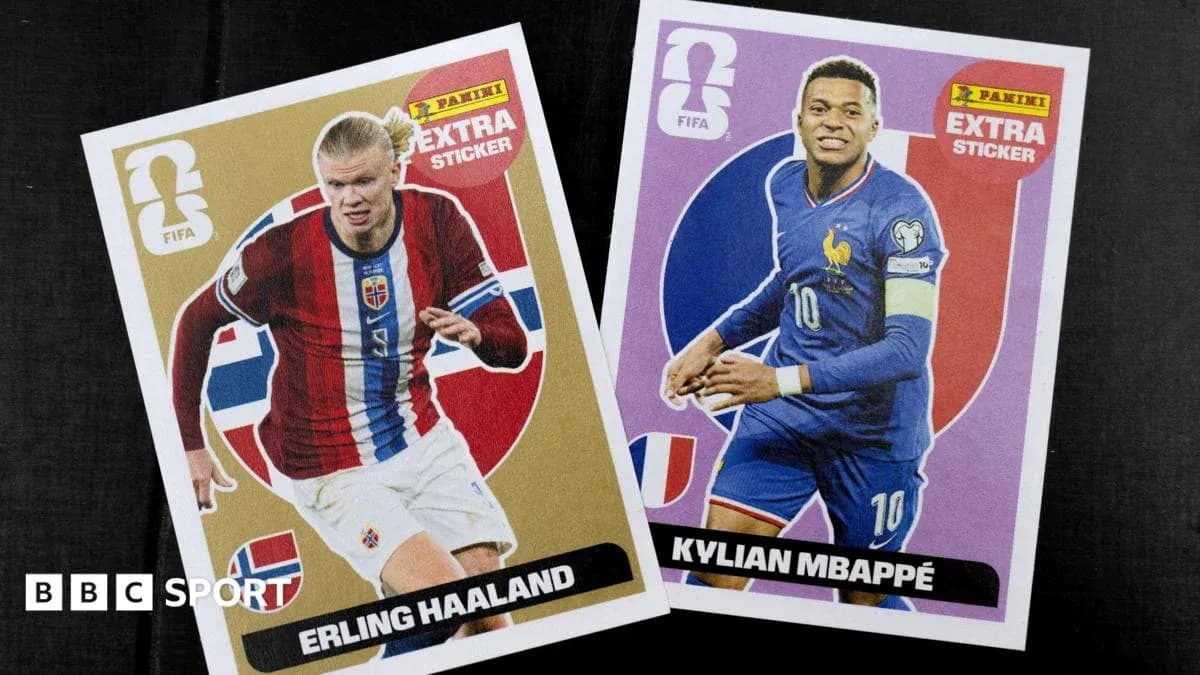 Erling Haaland and Kylian Mbappé sticker cards