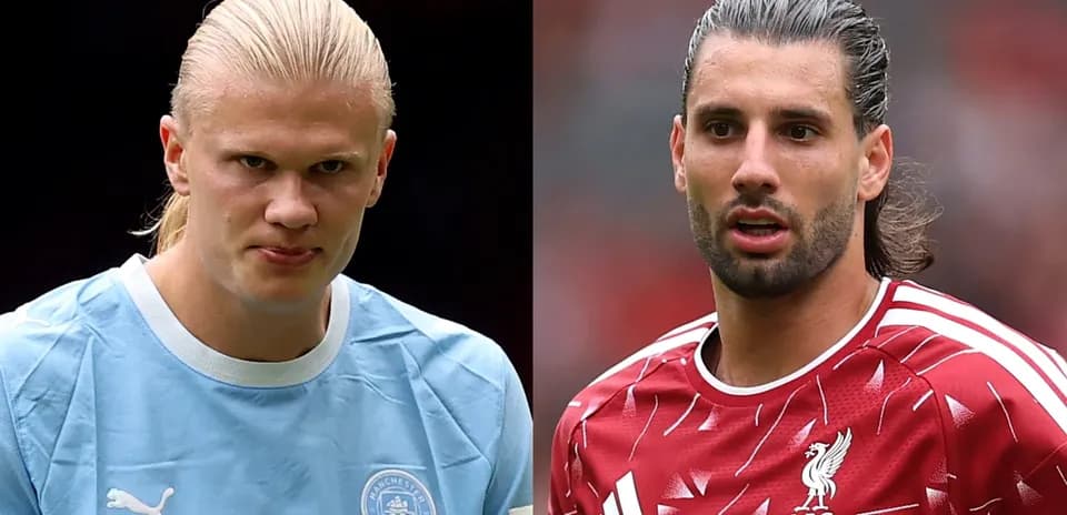 Erling Haaland and Liverpool player during match