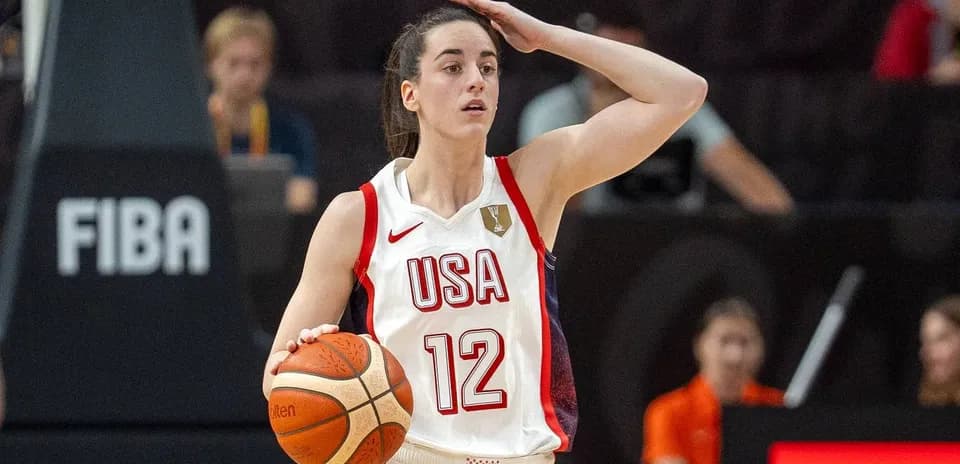 USA player directing play during basketball game