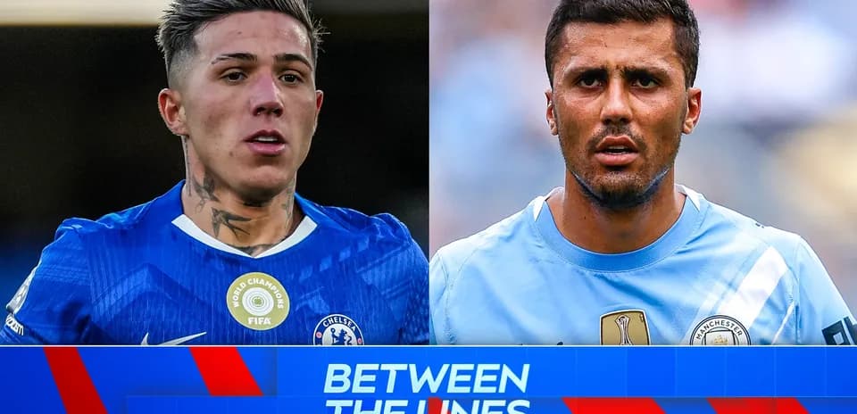 Chelsea and Manchester City players facing each other