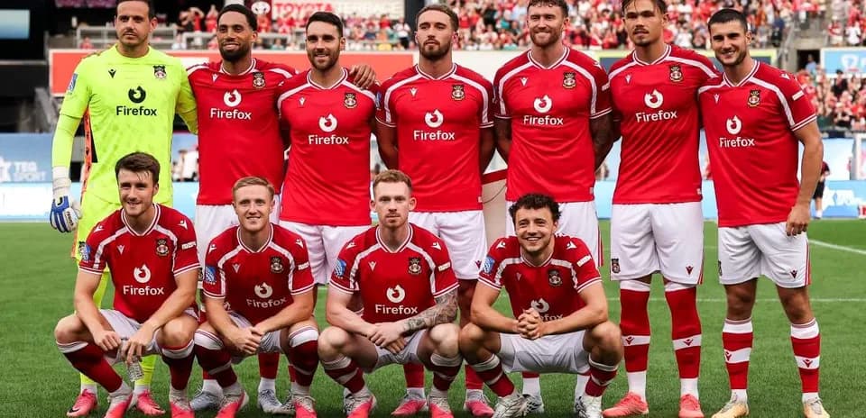 Wrexham AFC starting eleven posing for team photo