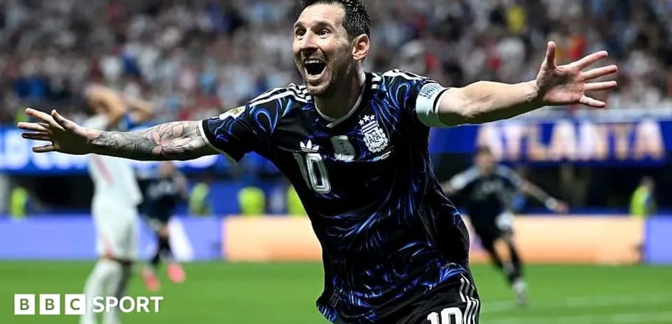 Messi celebrating a goal for Argentina during match