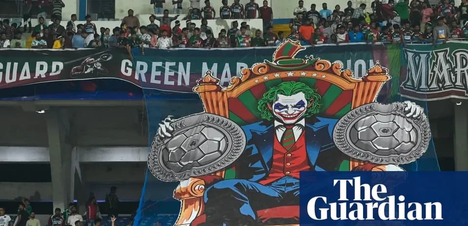 Joker-themed banner displayed by fans in stadium