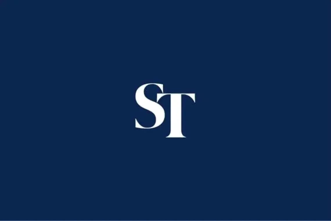 ST logo on dark blue background