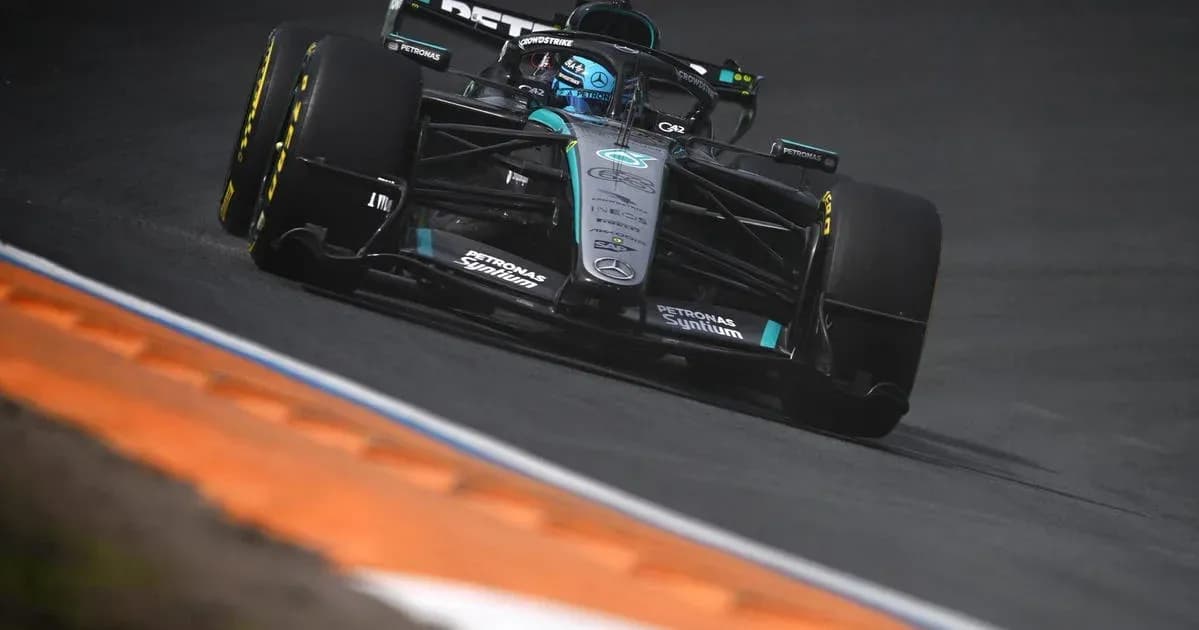 Mercedes Formula 1 car navigating a track turn