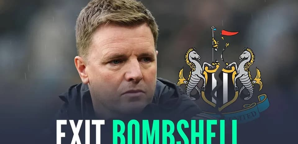 Newcastle United manager with club logo background