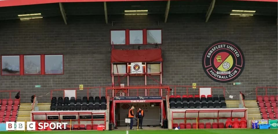 Ebbsfleet United stadium entrance and seating area