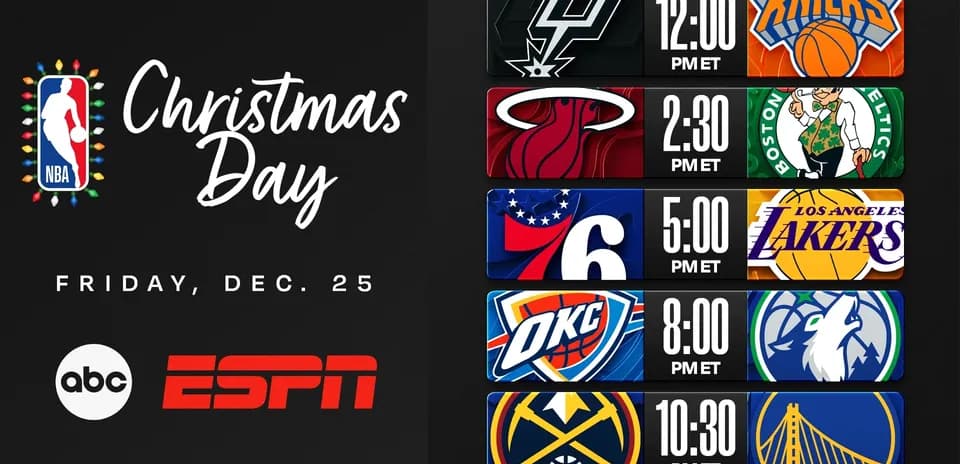 NBA Christmas Day game schedule with team logos