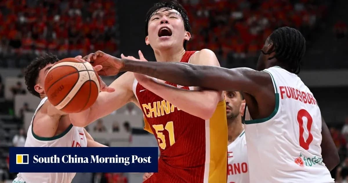 Basketball players contesting for the ball during match
