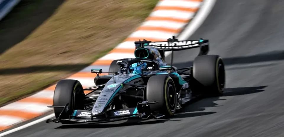Mercedes Formula 1 car racing on track