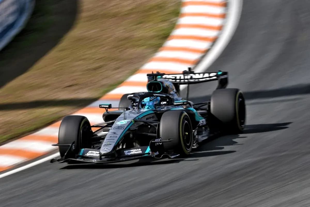 Mercedes Formula 1 car racing on track