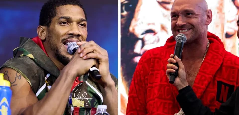 Boxers Anthony Joshua and Tyson Fury at press conference