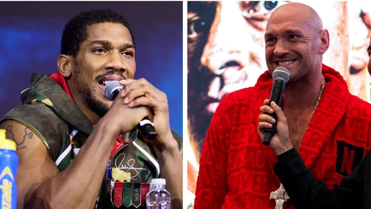 Boxers Anthony Joshua and Tyson Fury at press conference