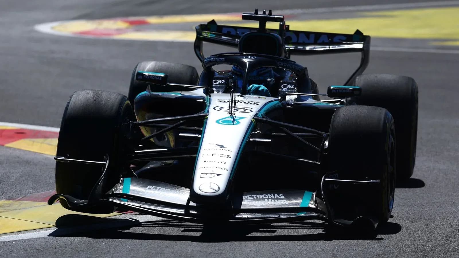 Formula 1 car racing on track during competition