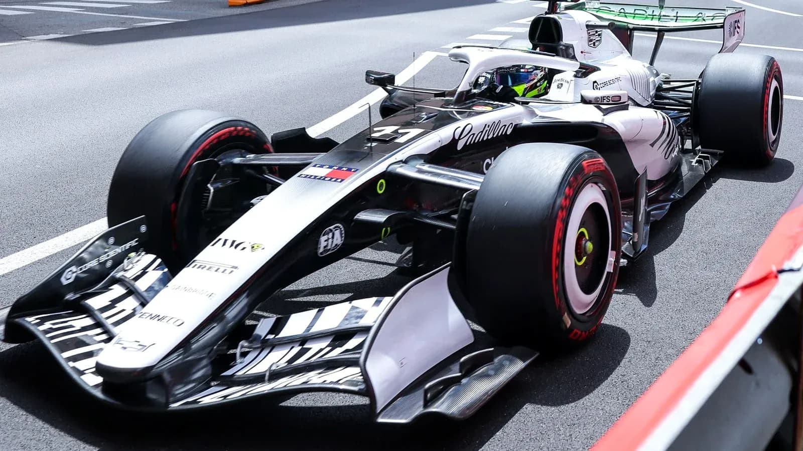 Formula 1 car racing on track during event