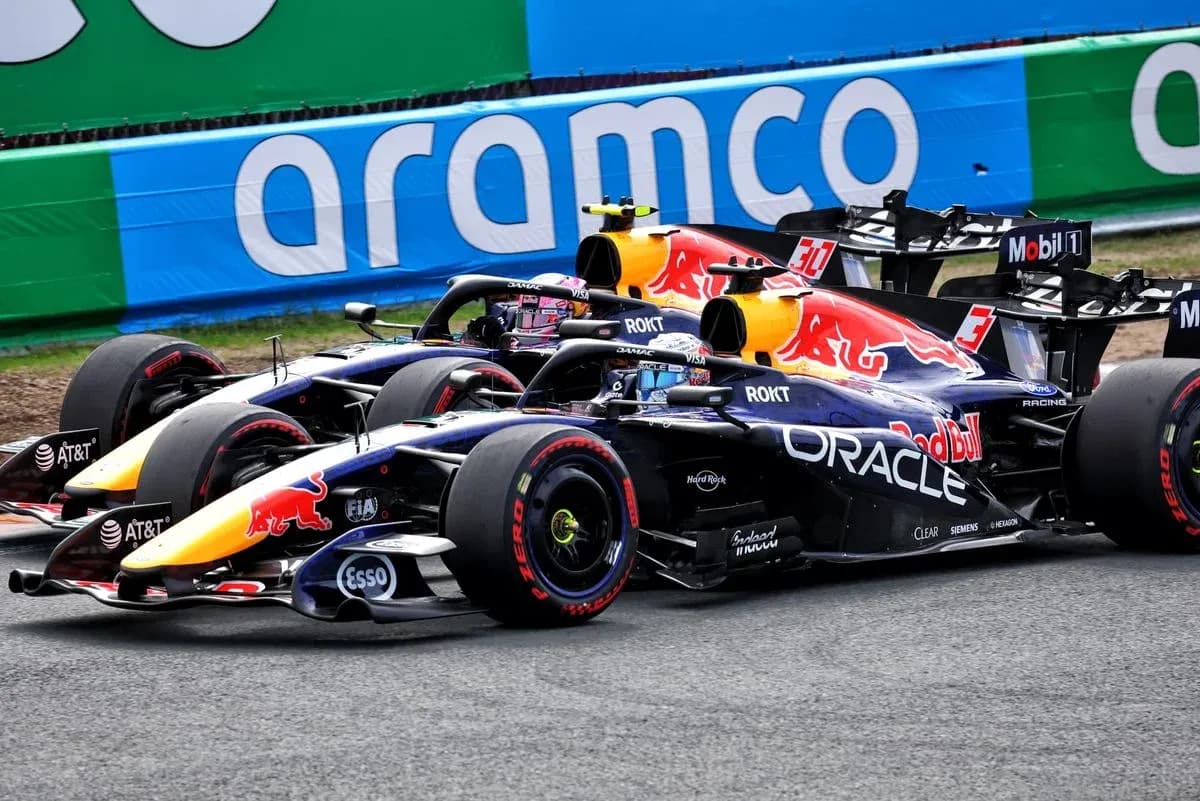 Red Bull Racing cars competing on the track