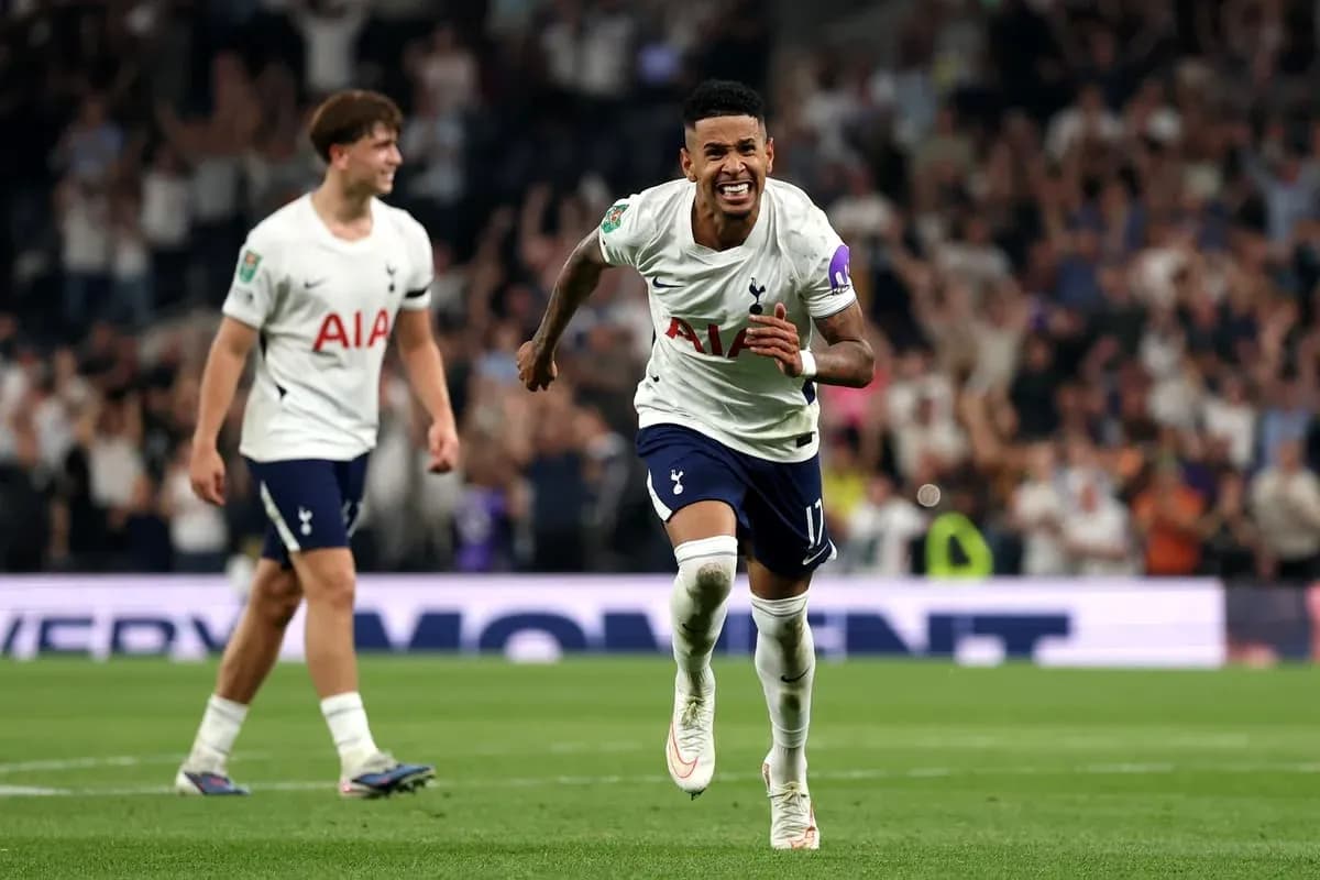 Tottenham players celebrating a goal during match