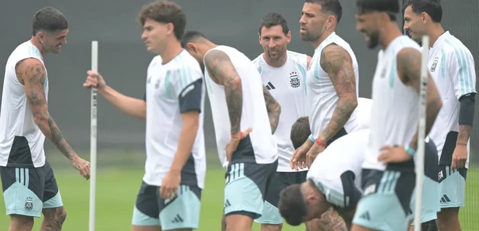 Argentina national team training session on the pitch