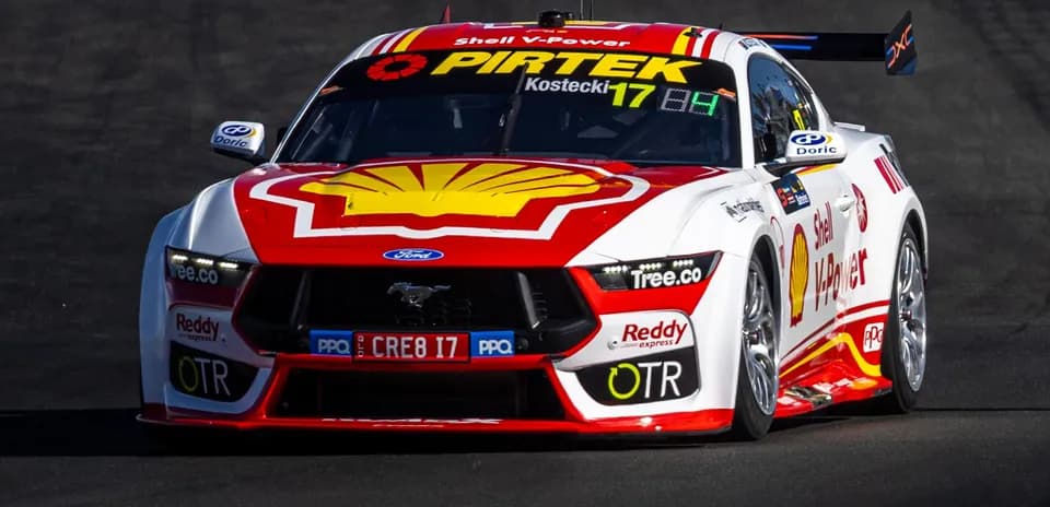 Ford Mustang racing car on track