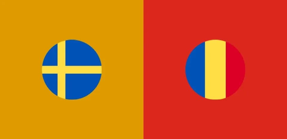 Sweden and Romania flags in circular design