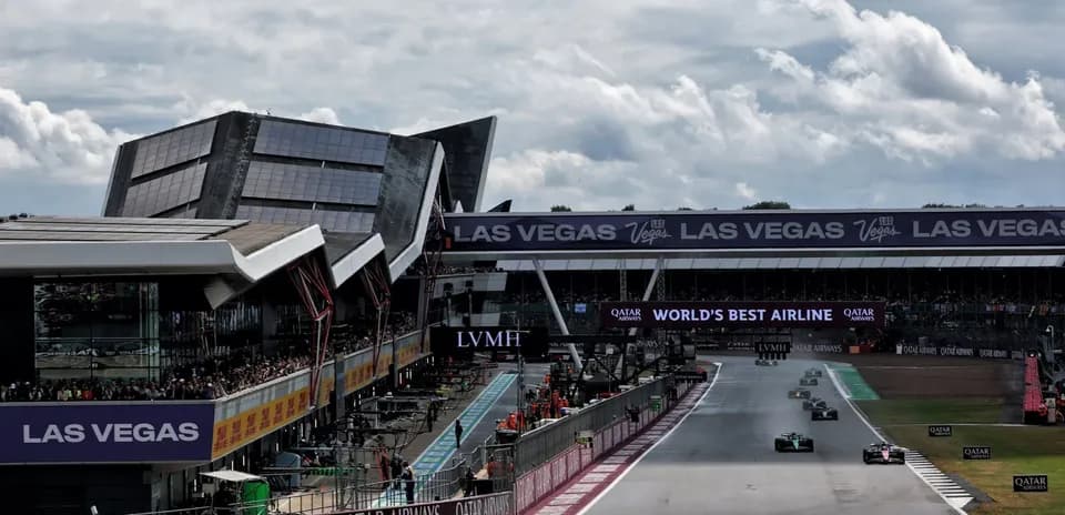 Formula 1 cars racing at Las Vegas circuit