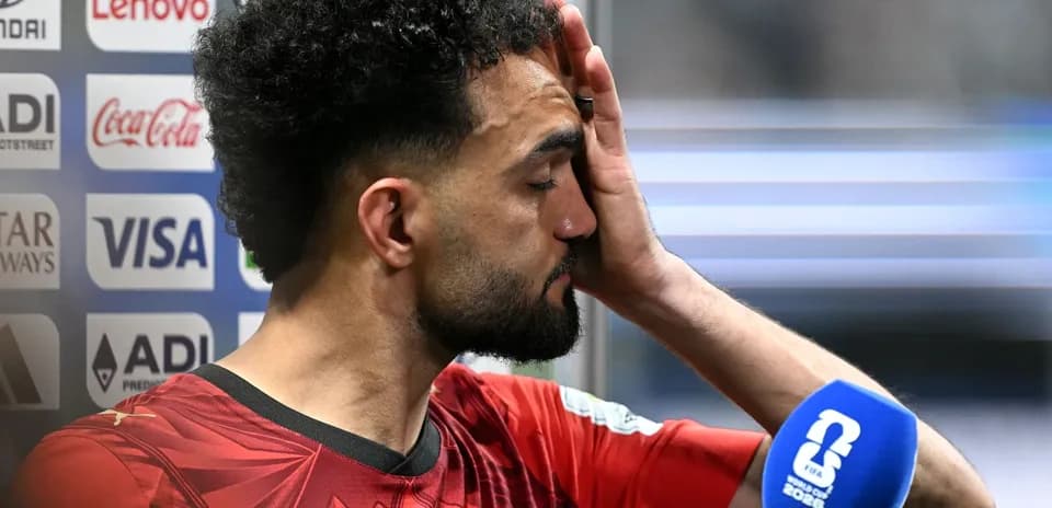 Football player speaking during post-match interview