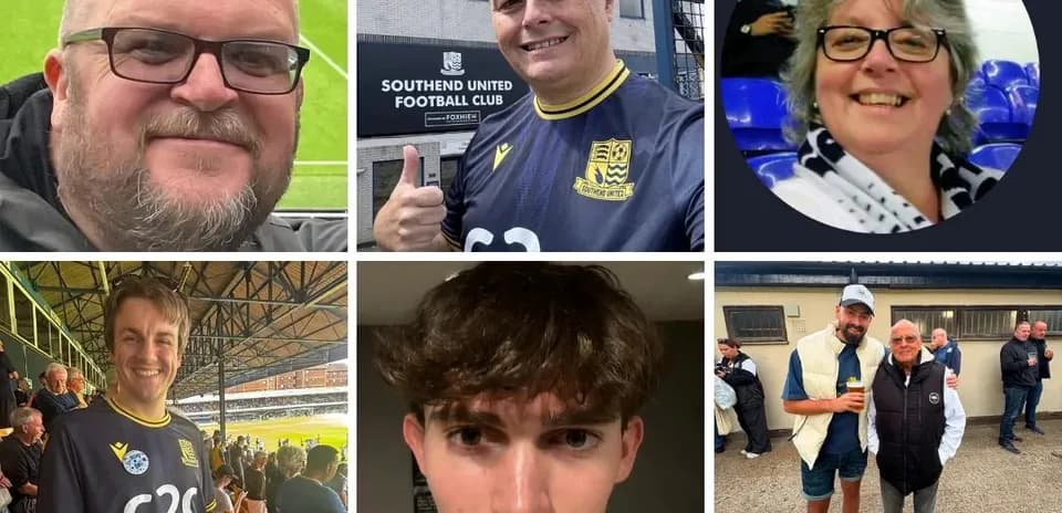 Fans posing at Southend United Football Club