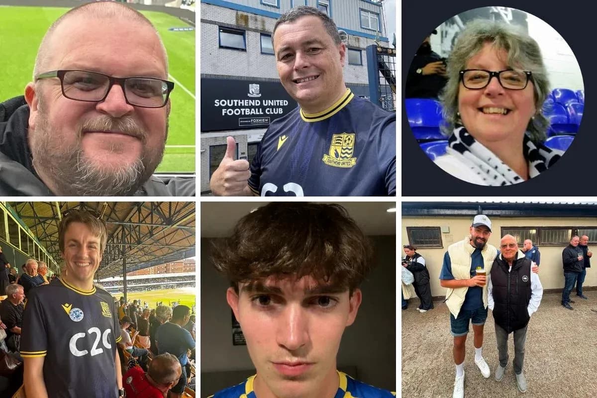 Fans posing at Southend United Football Club