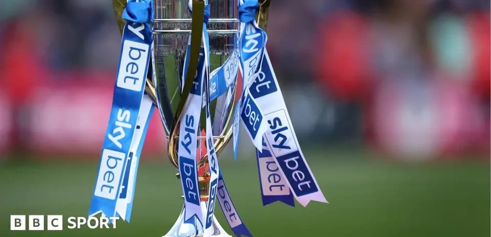 Sky Bet trophy with ribbons on display
