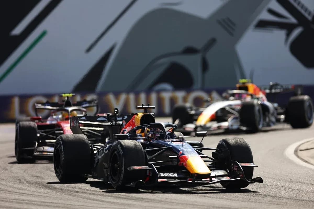 Formula 1 cars racing on track during event