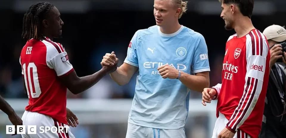 Eze and Haaland shaking hands before the match