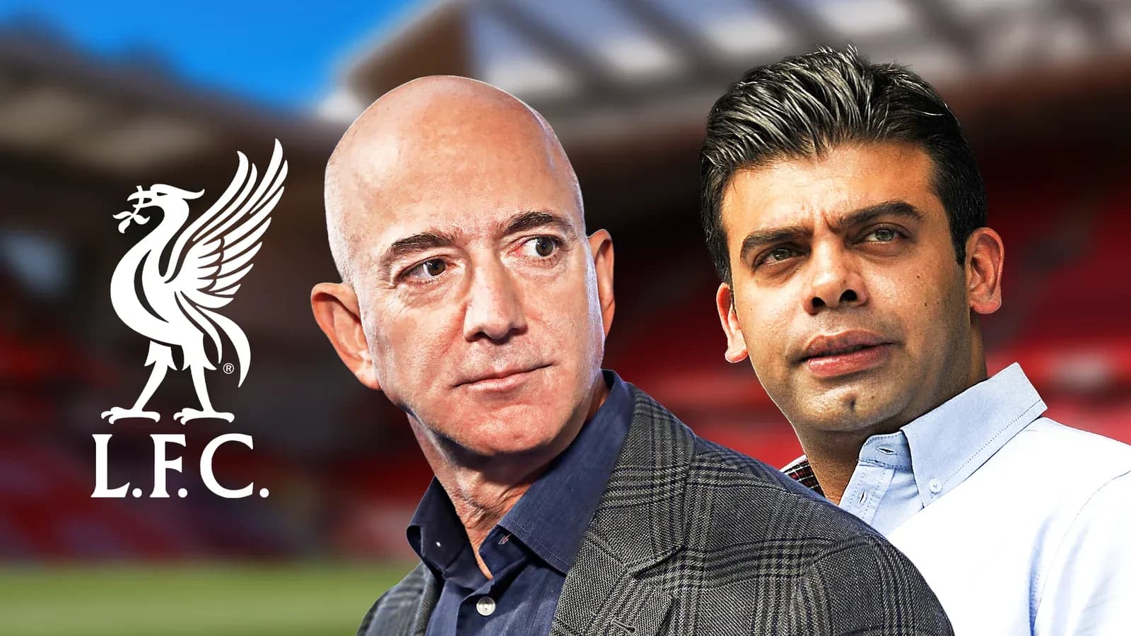 Jeff Bezos and businessman at Liverpool stadium