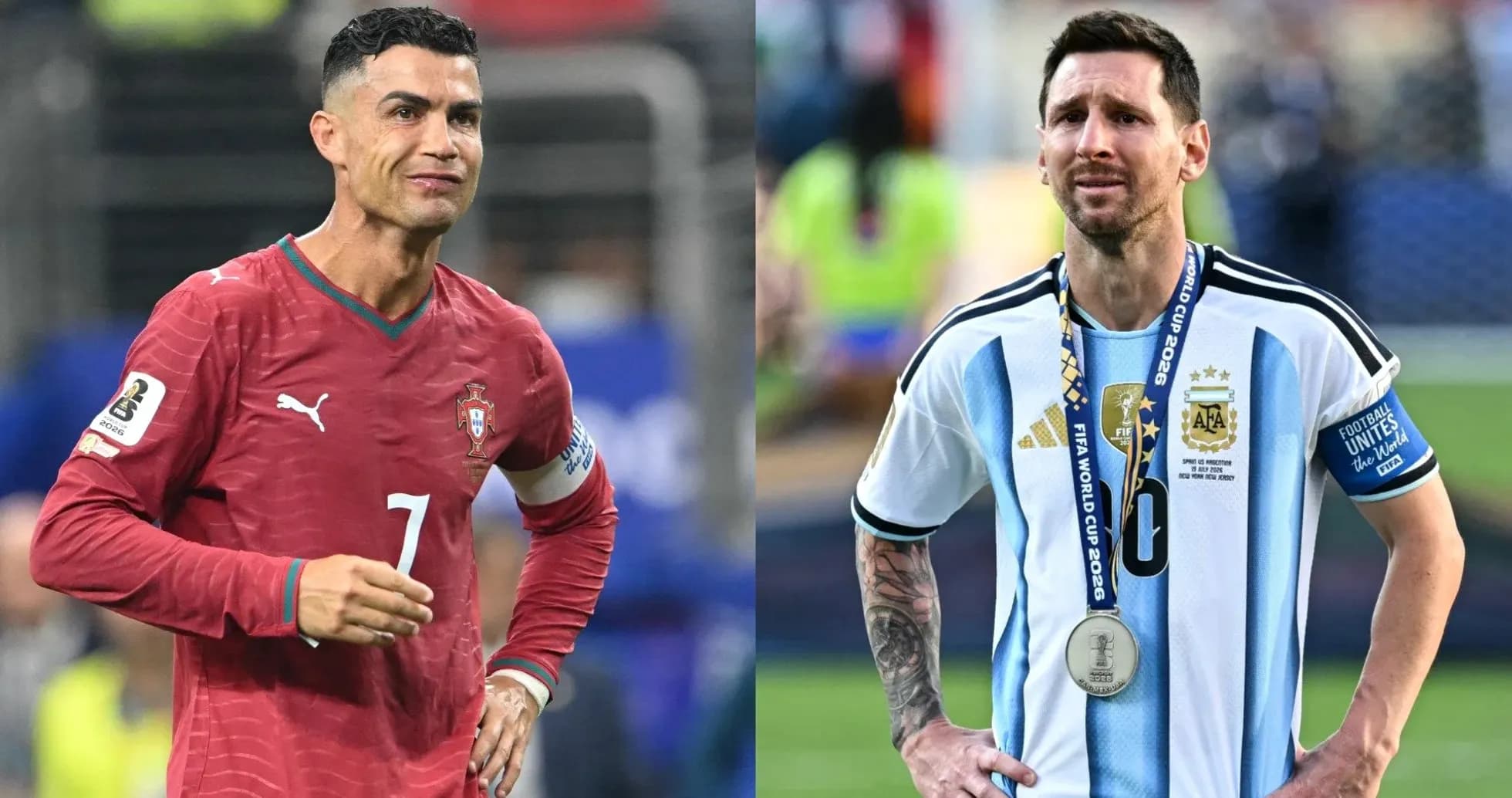 Cristiano Ronaldo and Lionel Messi during match